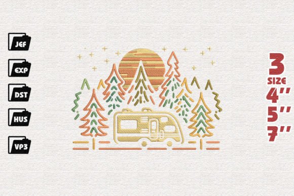 Camping Embroidery for Boutique Apparel