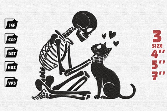 Skeleton Cat Embroidery: A Seasonal Design Review